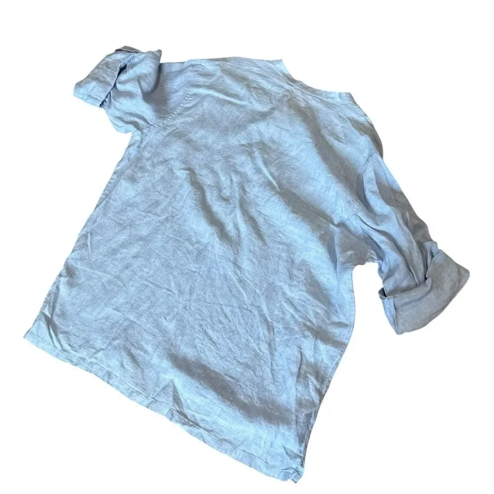 Banana Republic Vintage Light Blue Loose Linen Tunic Shirt